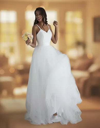 Vestido De Novia Playa Encaje Y Tul Ns 03