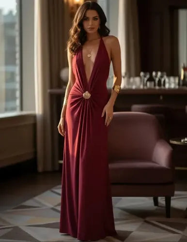 Vestido Cóctel Ajustado Fiesta Para Mujer Delpilar Va 539 Burdeo S