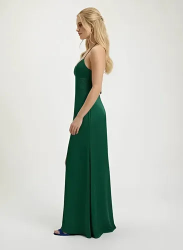 Vestido largo espalda descubierta escote V