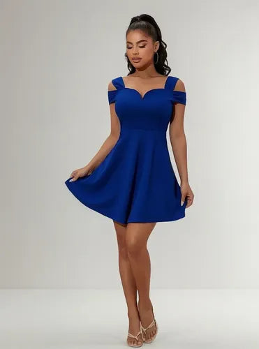 Vestido Acampanado Hombros Descubiertos Fiesta Cóctel Va 564