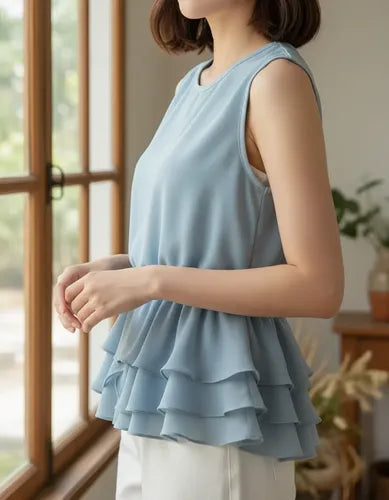Blusa Mujer Polera Celeste   Celeste S