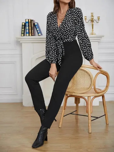 Entero Jumpsuit Mono Negro Fiesta Escote Cruzado  El 110 Negro M