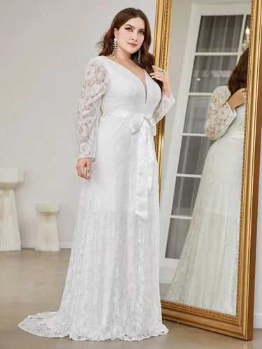 Vestido Novia Largo Blanco Talla Grande Ns 16