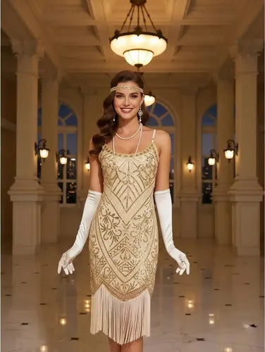 Vestido De Baile Retro Gatsby, Años 20 Charleston  Va 630