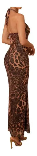 Vestido Cóctel Ajustado Fiesta Para Mujer Delpilar Va 539 Leopardo S