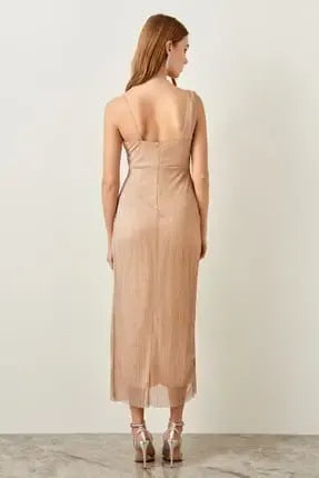 Vestido Fiesta Brillos Graduacion Td 07 Beige 40