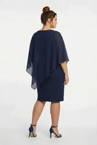 Vestido midi multicolor manga capa evasé talla grande