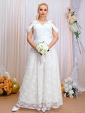 Vestido Novia Encaje Hombros Descubiertos Talla Grande Ns 17