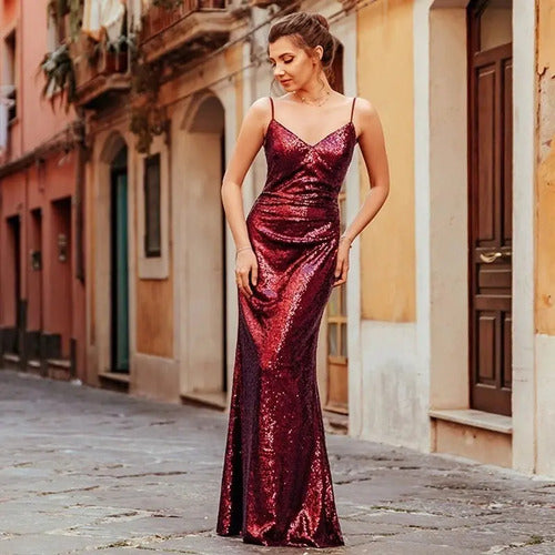 Vestido Fiesta Lentejuelas Matrimonio Talla Ep 137