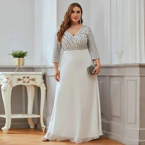 Vestido De Fiesta Novia Largo Matrimonio Talla Grande Ep 172