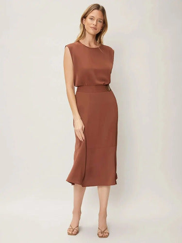 Vestido Elegante Conjunto 2 Piezas Blusa Falda Va 487