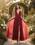 Vestido Maxi Largo Fiesta Burdeo  Va 465