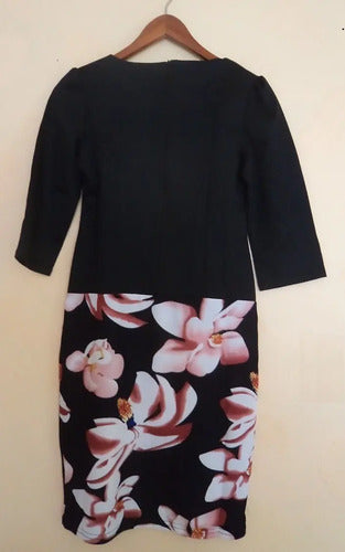 Vestido Negro Mangas 3/4 Modelo Va 223