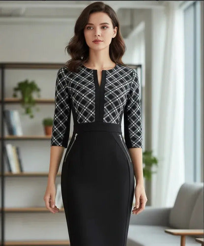 Vestido Negro Oficina Cóctel Formal Va 152a