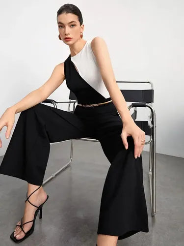 Entero Jumpsuit Mono Fiesta Pierna Ancha Sin Cinturón El 162