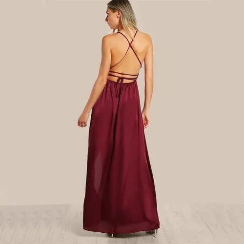 Vestido Maxi Largo Fiesta Burdeo Y Verde Va 376