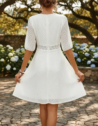 Vestido Formal Blanco Corto Novia Civil Cóctel Hq 15