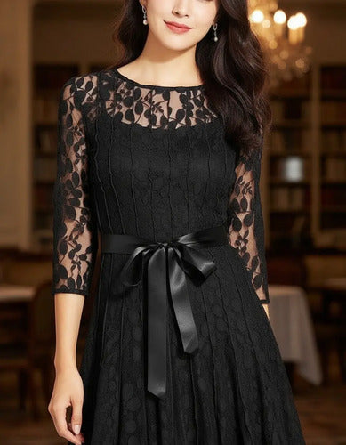 Vestido Negro De Encajes Ve 61 Negro 40