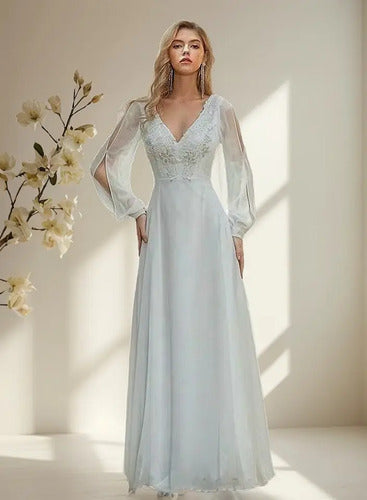 Vestido De Novia Bohemio Gasa Aplique Encaje Delpilar Np 13