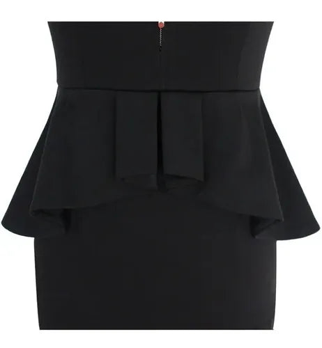 Vestido Negro Peplum Oficina Cóctel Va 334