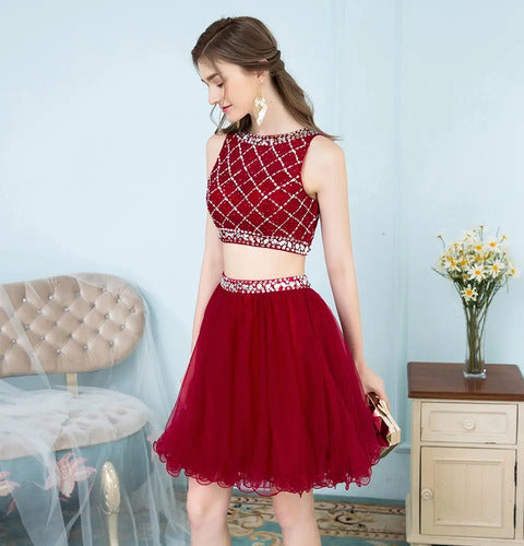 Vestidos Fiesta Crop Top Falda Graduación  Ep 301