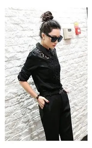 Traje Mujer Conjunto Blusa + Pantalón Negro Entero C 02 Negro M