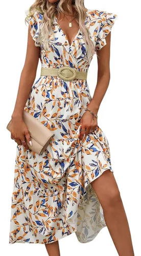 Vestido Estampado Floral Delgado Playa Va 605