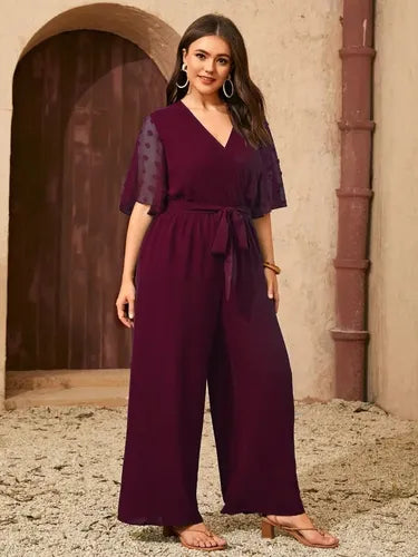 Entero Jumpsuit Talla Grande Con Cinturón Vg 121
