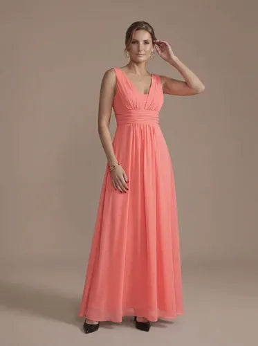 Vestido de gasa largo al tobillo