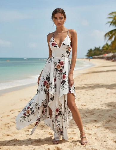 Vestido Maxi Largo Bohemio Playero Vd 65 Blanco S