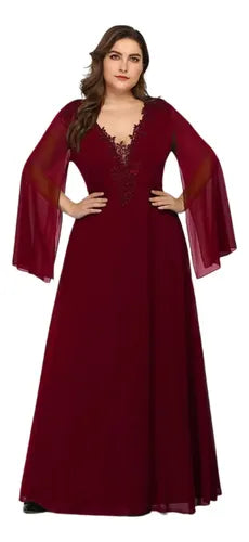 Vestido Fiesta Largo Matrimonio Talla Grande Ep 184