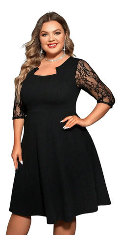 Vestido Talla Grande Acampanado Vg 155