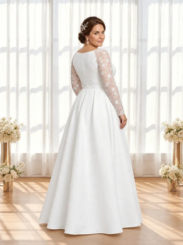 Vestido de novia princesa manga larga talla grande