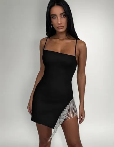 Vestido Fiesta Corto Ajustado Sexy Bodycon Tirantes Va 424 Negro M
