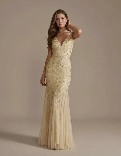 Vestido maxi corte sirena escote V