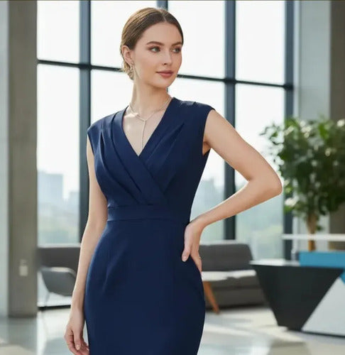 Vestido Negro Oficina Bodycon Va 286 Azul L