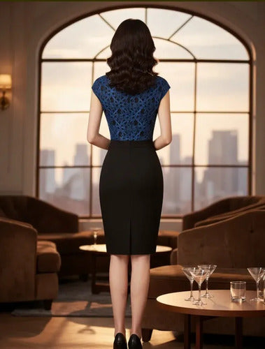 Vestido Oficina Cóctel Ajustado Va 317 Negro Xl