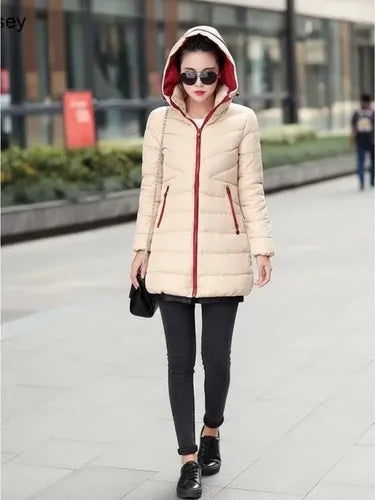 Parka Color Crema Larga Mujer Crema S