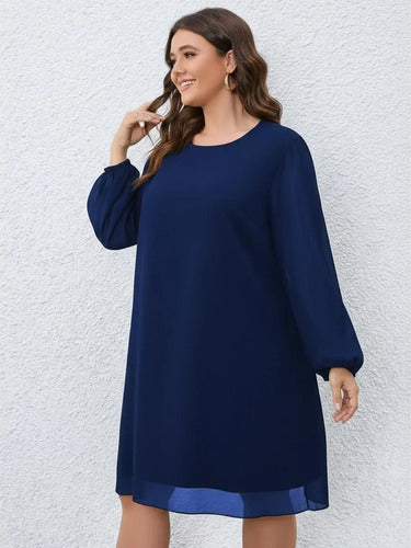Vestido Fiesta Talla Grande Túnica Manga Larga Vg 129