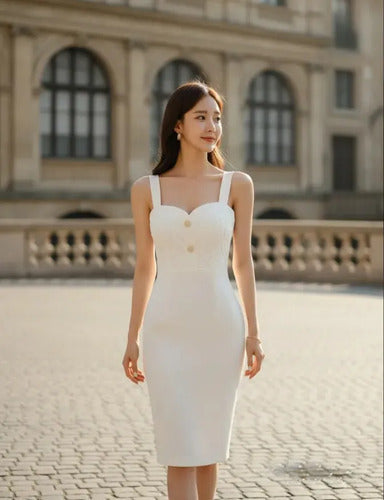 Vestido Blanco Bodycon Novia Civil Fiesta Hq 34
