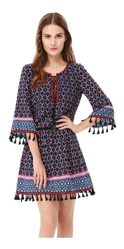 Vestido Corto Verano Casual Playa Ep 53c Azul 6