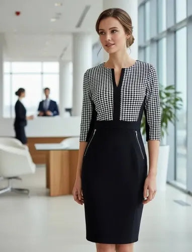 Vestido Negro Oficina Cóctel Formal Va 152a