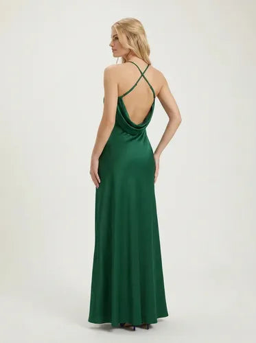Vestido largo espalda descubierta escote V