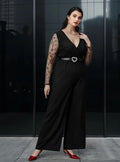 Entero Jumpsuit Talla Grande Sin Cinturón Vg 119 Negro 3xl