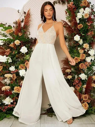 Entero Jumpsuit Mono Fiesta Forrado Novia Espalda El 134
