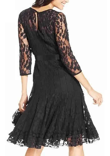 Vestido Negro De Encajes Ve 61 Negro 40