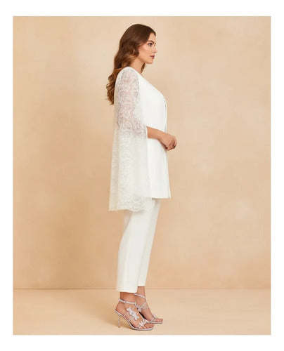 Conjunto 2 Piezas Pantalón Blazer Talla Grande Entero Vg 208 Blanco L