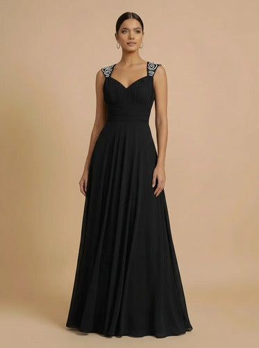 Vestido largo evasé hombros descubiertos