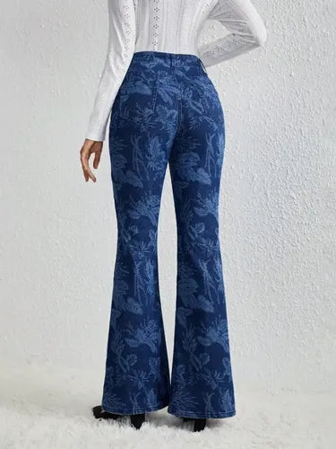Pantalón Jeans Mujer Pierna Ancha Estampado Pt 17 Azul 27