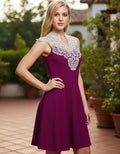 Vestido Burdeo  Y Purpura Tallas Grande Va 66